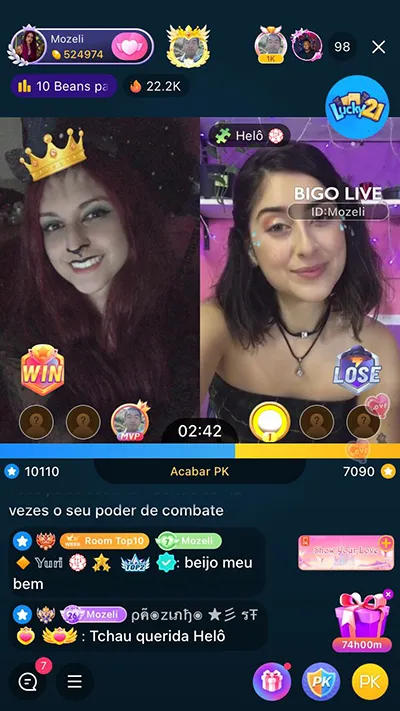 moura agency streamer mozeli recebendo presente na live dentro do app bigo live